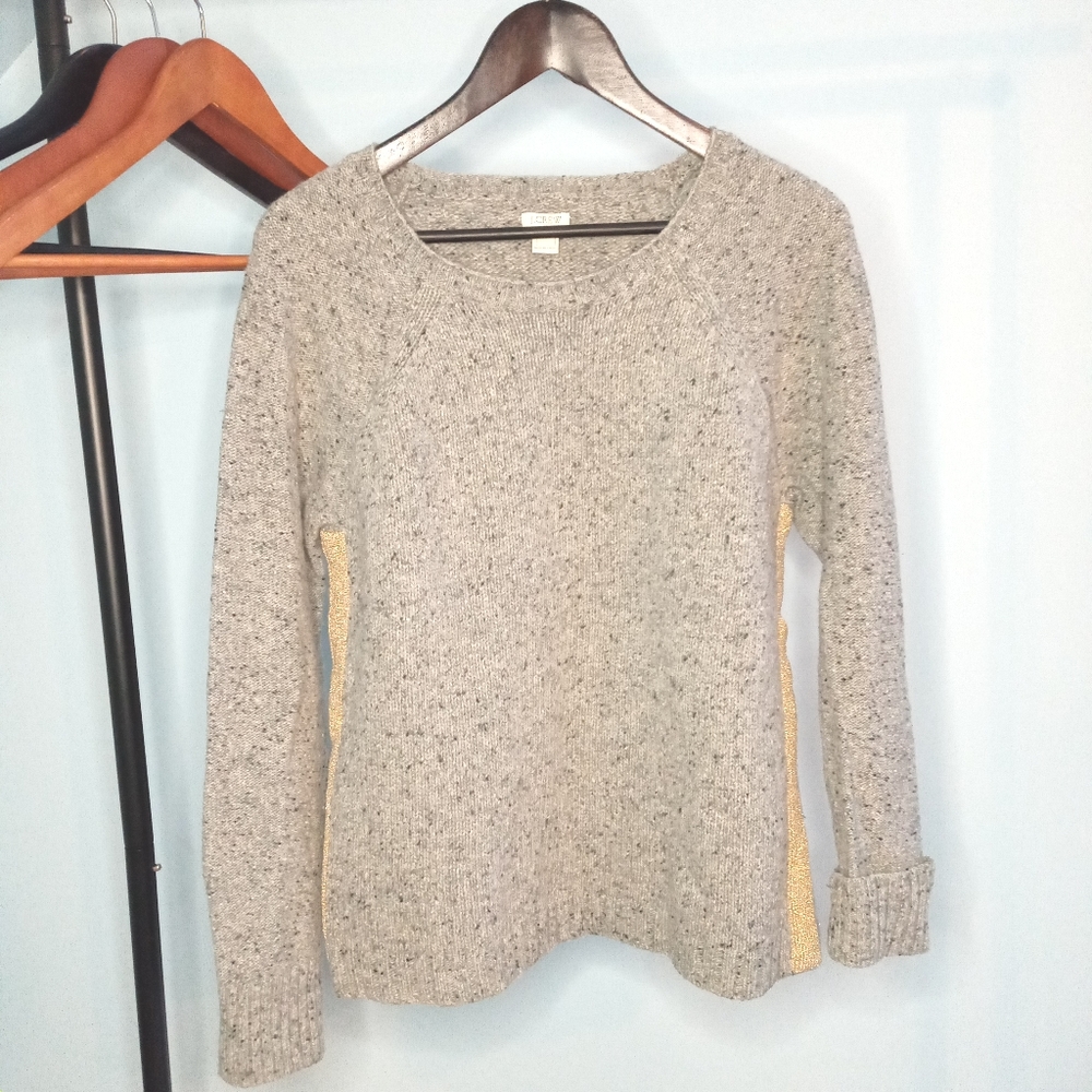 J.Crew Wool Blend Pullover Metallic Stripe Sweater